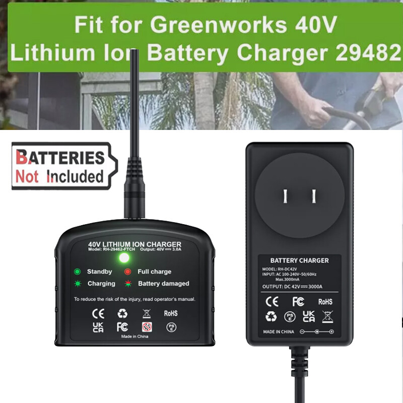 Li-ion Charger for GreenWorks 29472 29462 29463 29302 29282 G-MAX 40V Battery
