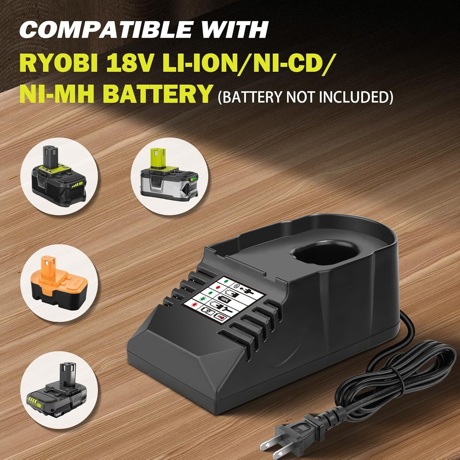 Mini Charger for Ryobi 18V Charger P117 Replacement Portable P103 P105 P107 P108