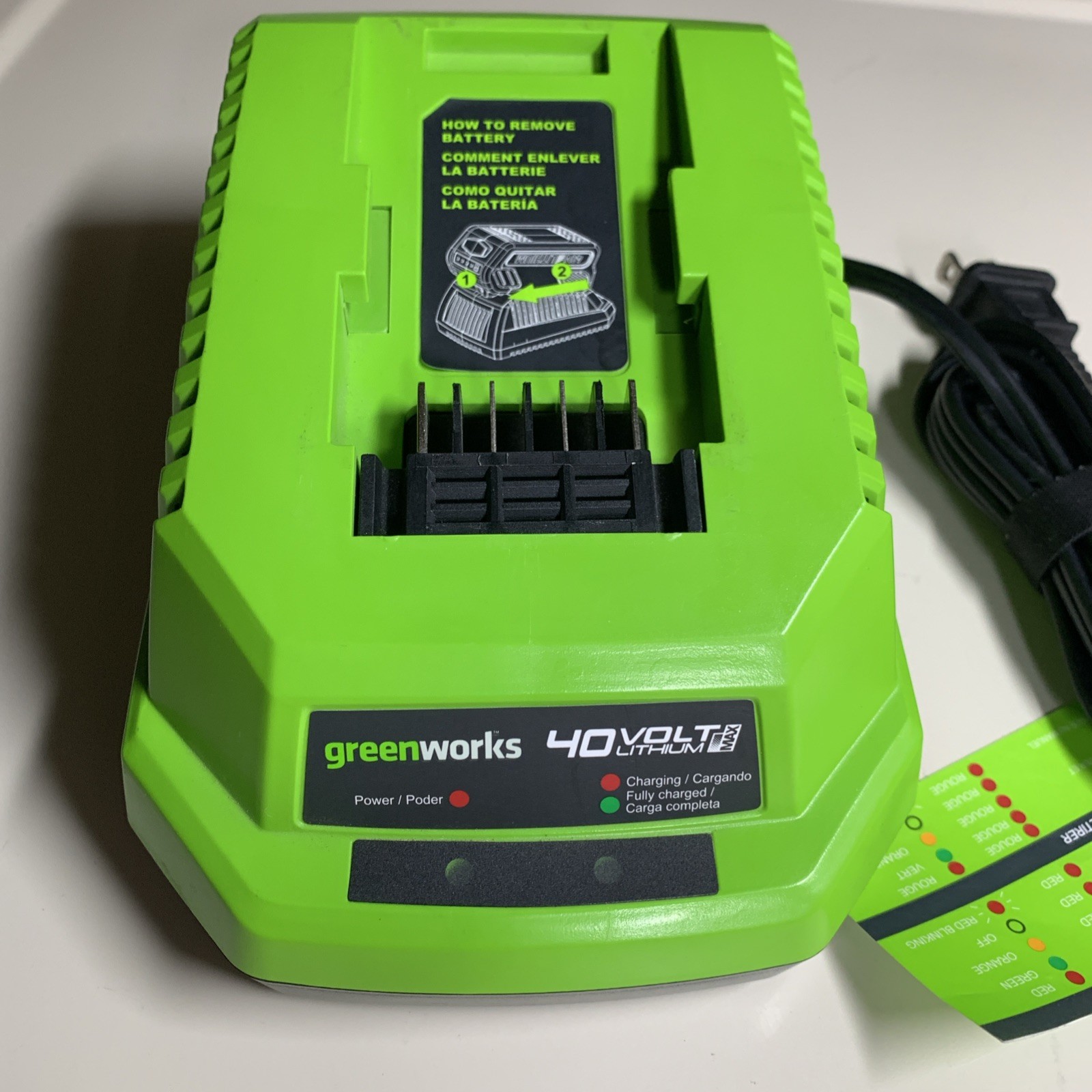 OEM Genuine GreenWorks 29482 G-MAX 40V Lithium-ion Battery Charger