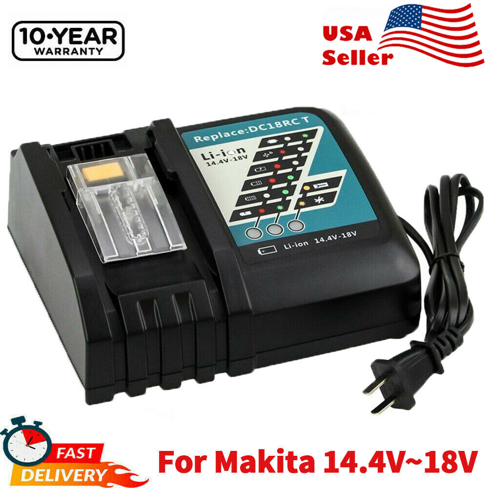 Fast Charger Replace For Makita DC18RC 14.4V – 18V LXT Lithium‑Ion Rapid Charger
