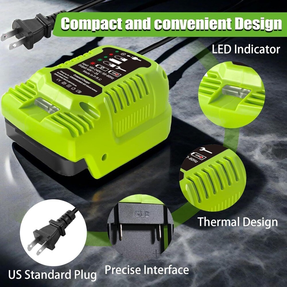 MINI Fast Battery Charger for Greenworks 40V Charger Station with LED Indicator
