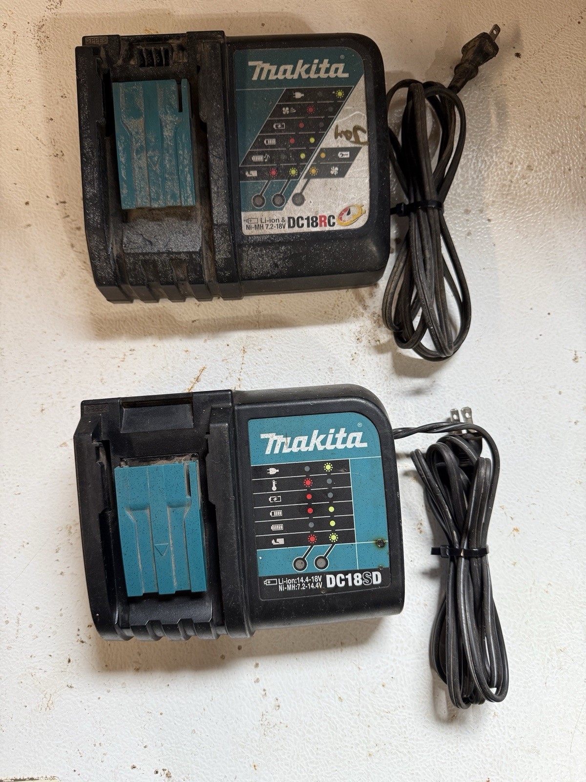 Makita DC18RC T & DC18SD Battery Charger Chargers (2 Total Chargers)