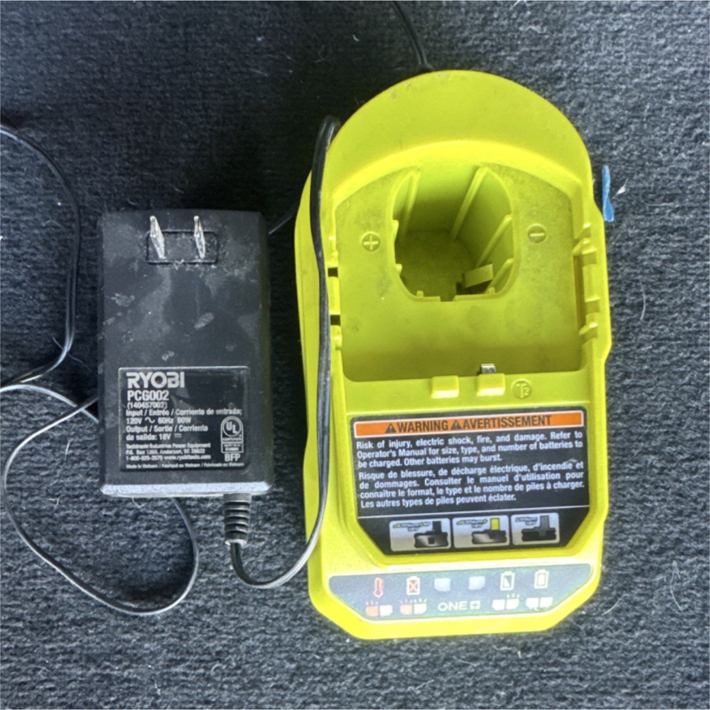 Ryobi PCG002 18V ONE+ Battery Charger Yellow Power Tool Accessory