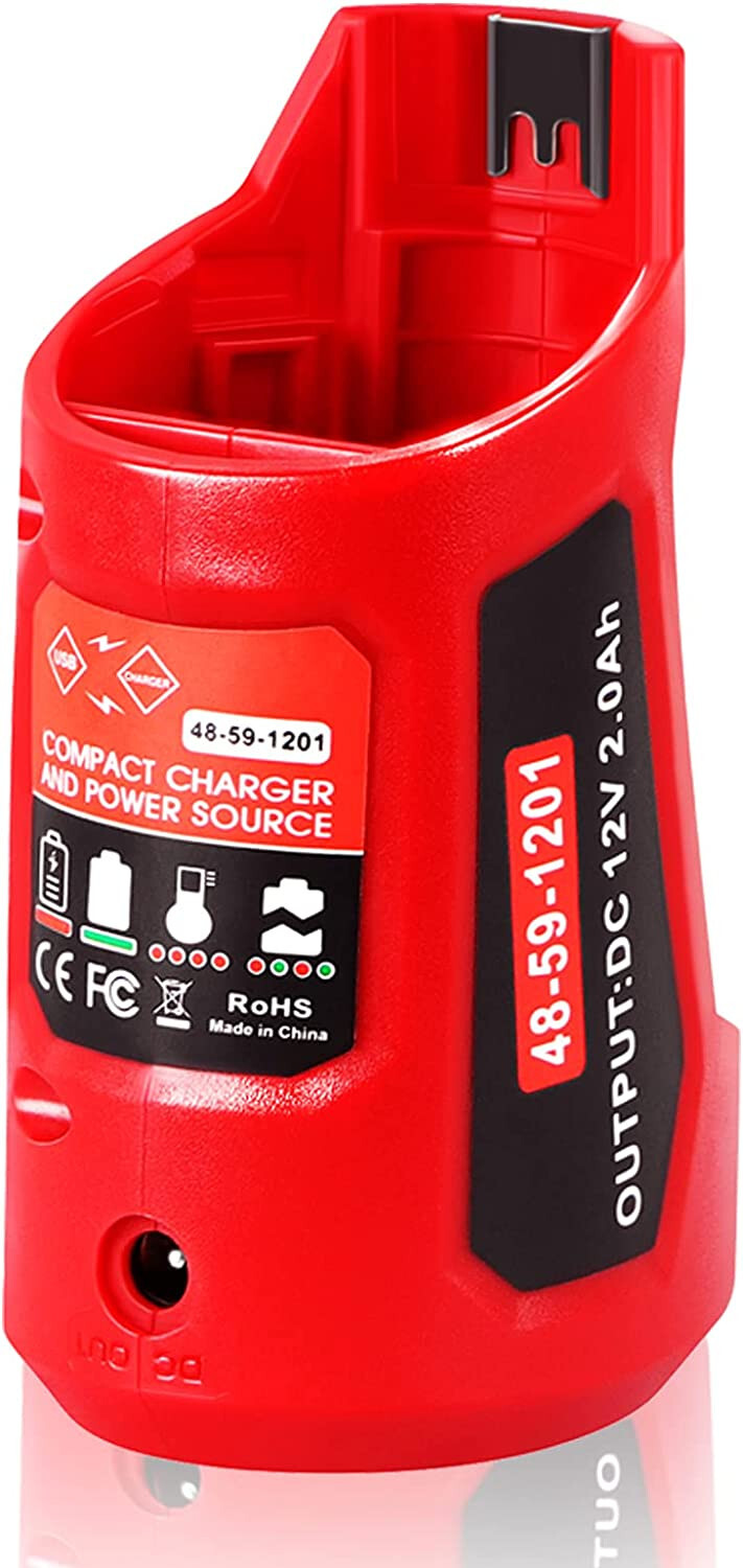 12V USB Power Source Replacement for Milwaukee M12 12V Battery Charger Adapter
