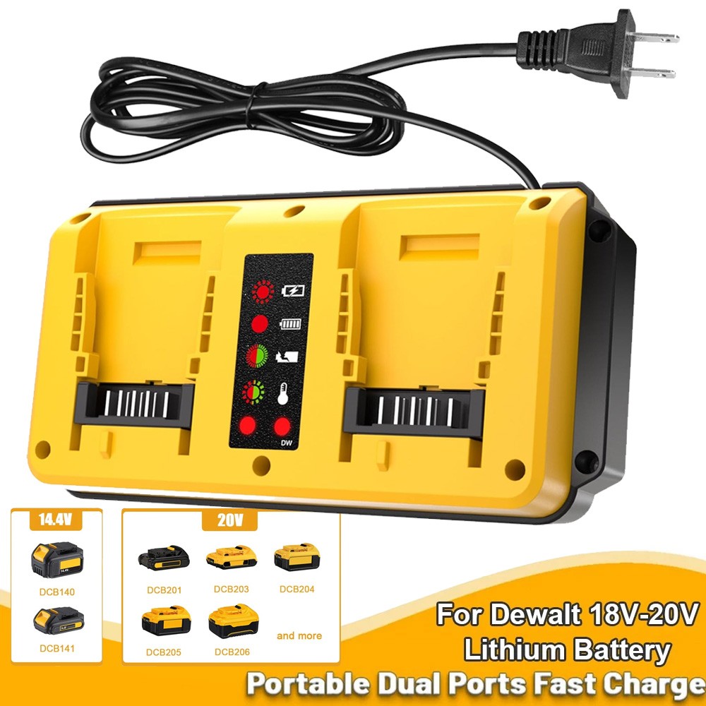 Dual Ports 90W Fast Charger for DeWalt 18V-20V MAX Lithium Battery DCB203 DCB204