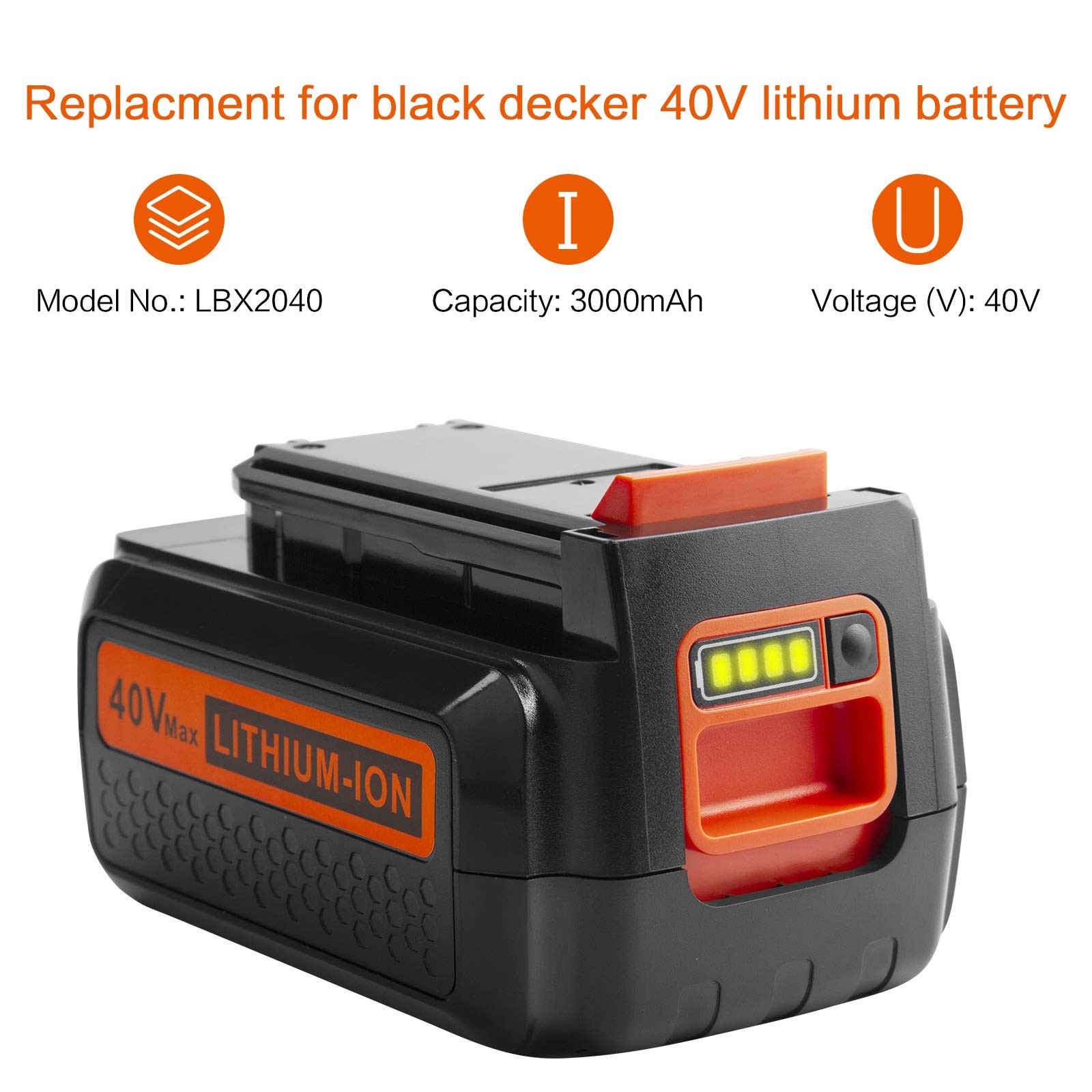 Tree.Nb 40V 3.0Ah Replacement Black And Decker 40V Lithium Battery Lbx2040