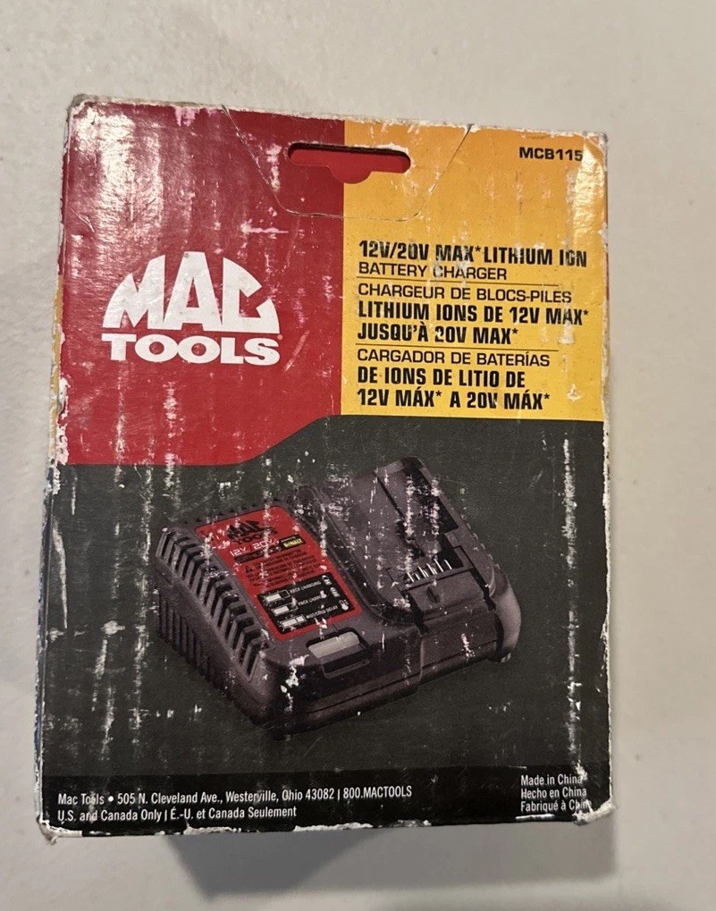 MAC Tools MCB115 12V/20V Lithium ION Battery Charger NOS *Dewalt Compatible*