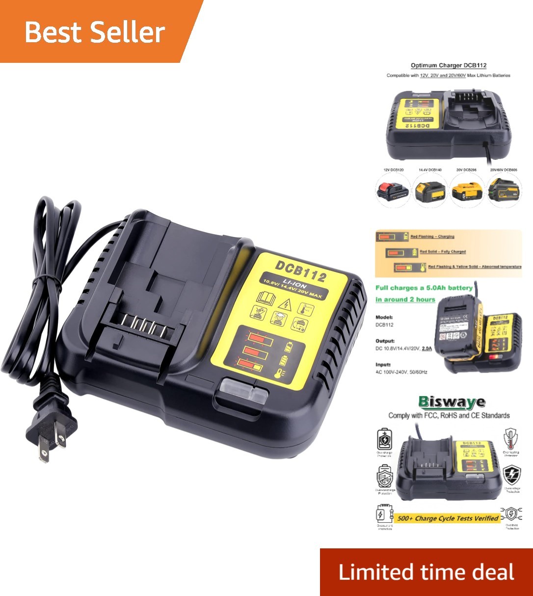 Advanced 20V Max Charger with Smart Diagnostics: Fits All Li-Ion Battery Packs