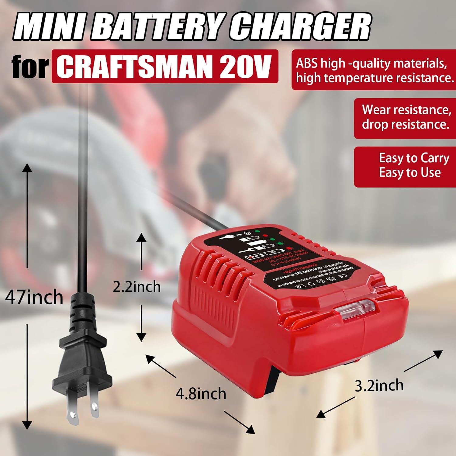 for Craftsman 20V Battery Charger Portable Charger Station with LED Indicator