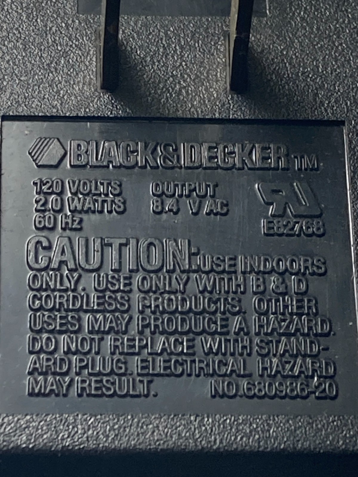 Black & Decker 680986-20 Power Charger AC Adapter