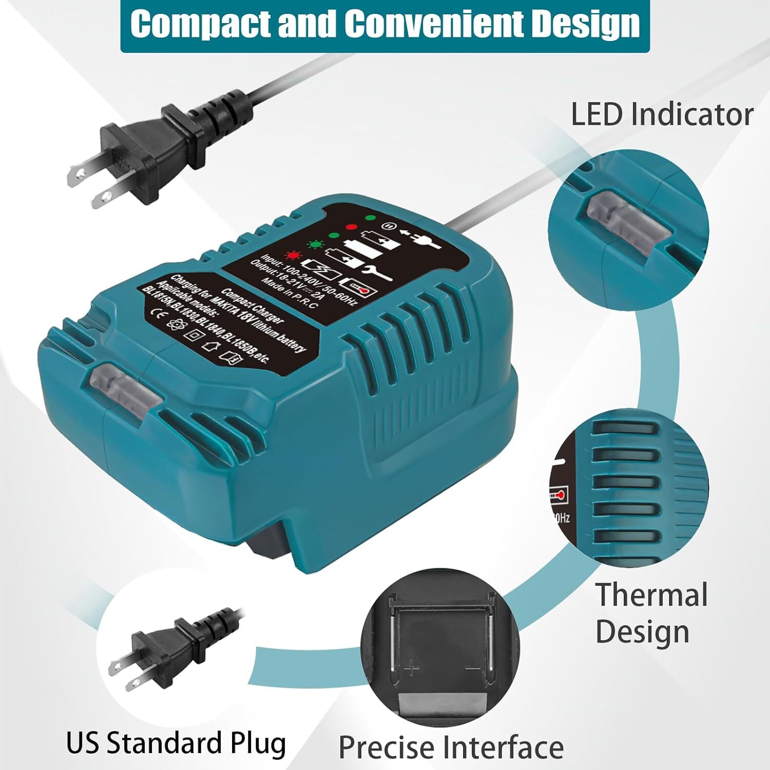 Battery Charger Fast Charger for Makita 18V BL1850 BL1840B BL1820 BL1815 BL1860