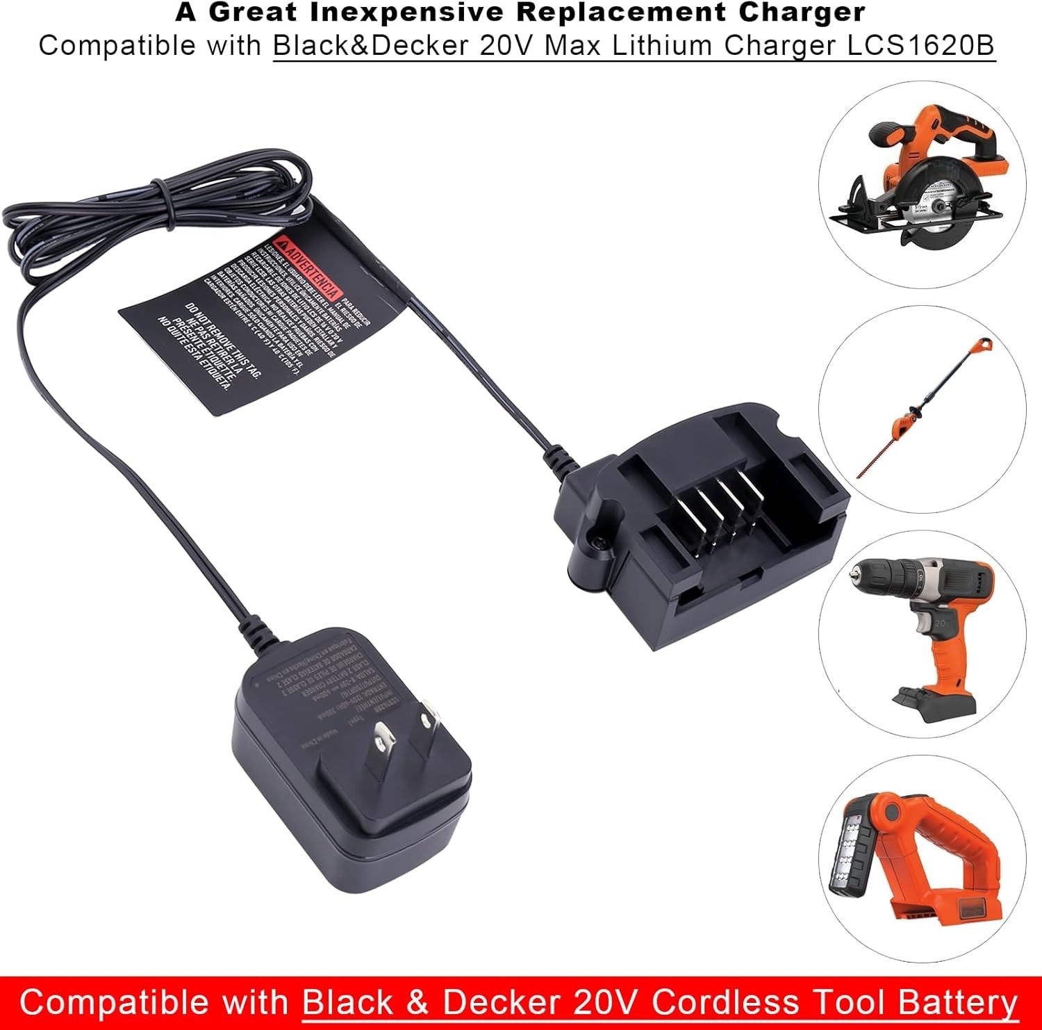 LCS1620B Charger Compatible with Black and Decker 12V/20V Lithium Battery LBXR20