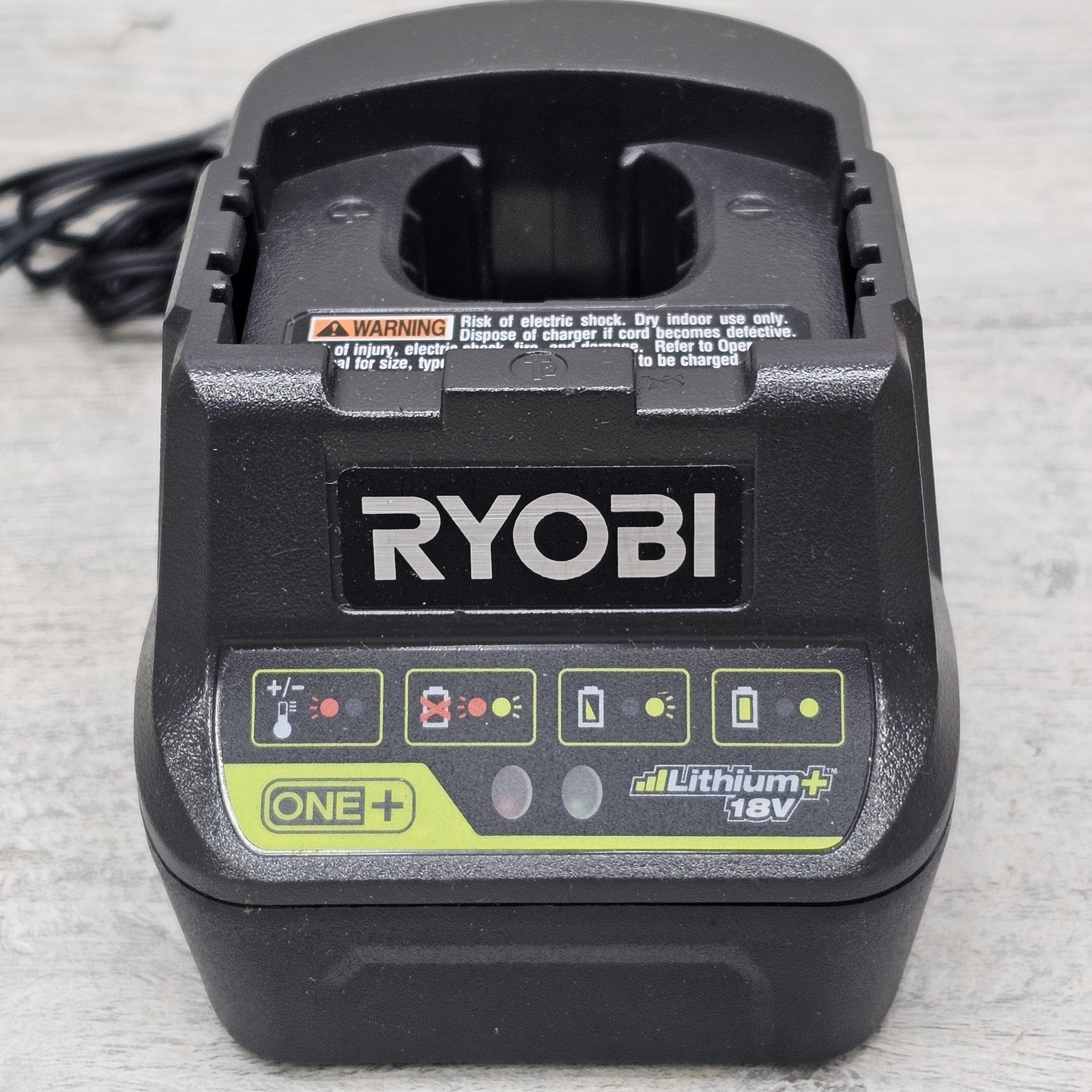 Ryobi P118B 18V ONE+ Lithium Battery Charger Base AC Power Adapter Black No Batt