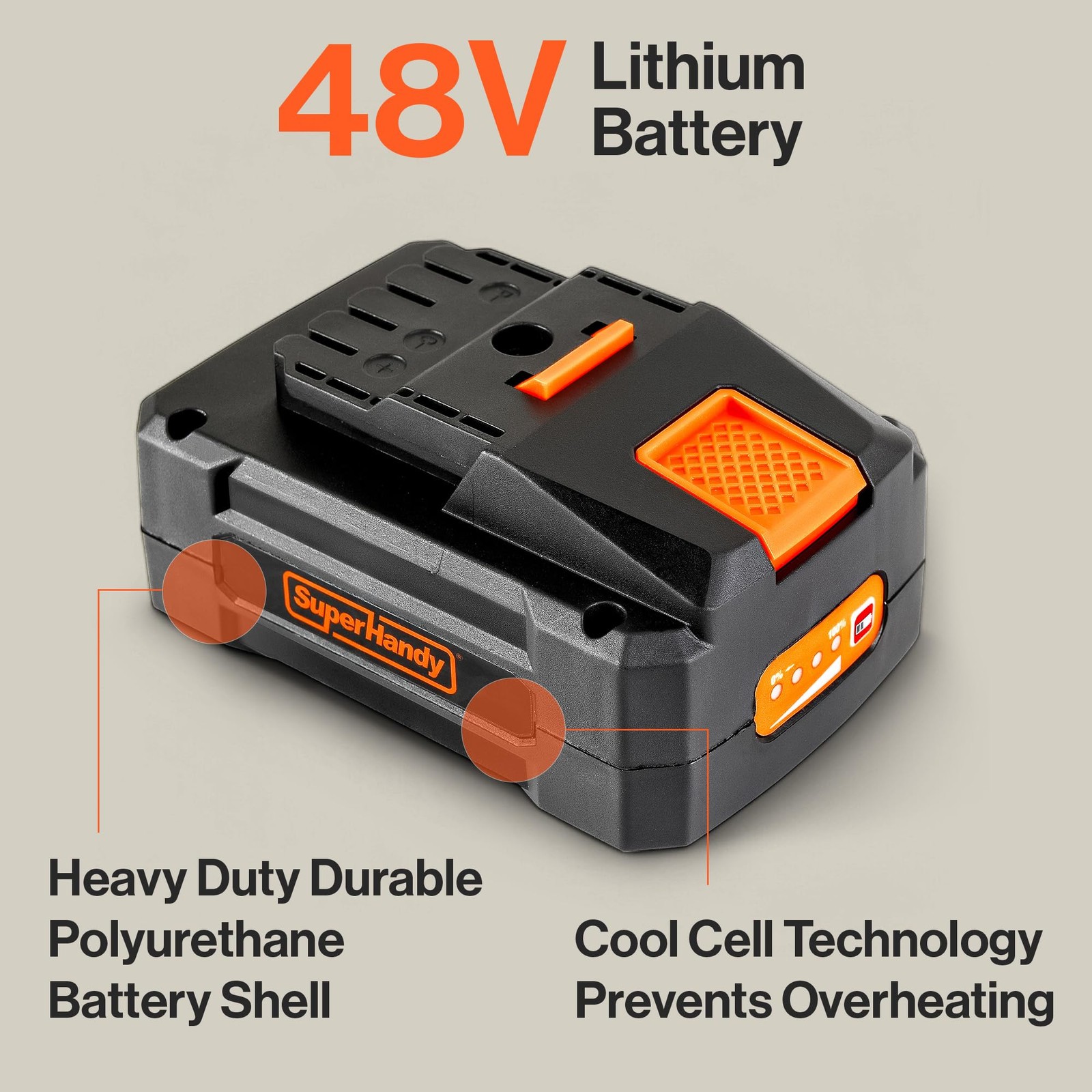 SuperHandy 48V 2Ah Battery – 88.8Wh Lithium-Ion 5 x 3.75 x 2 inches, Black
