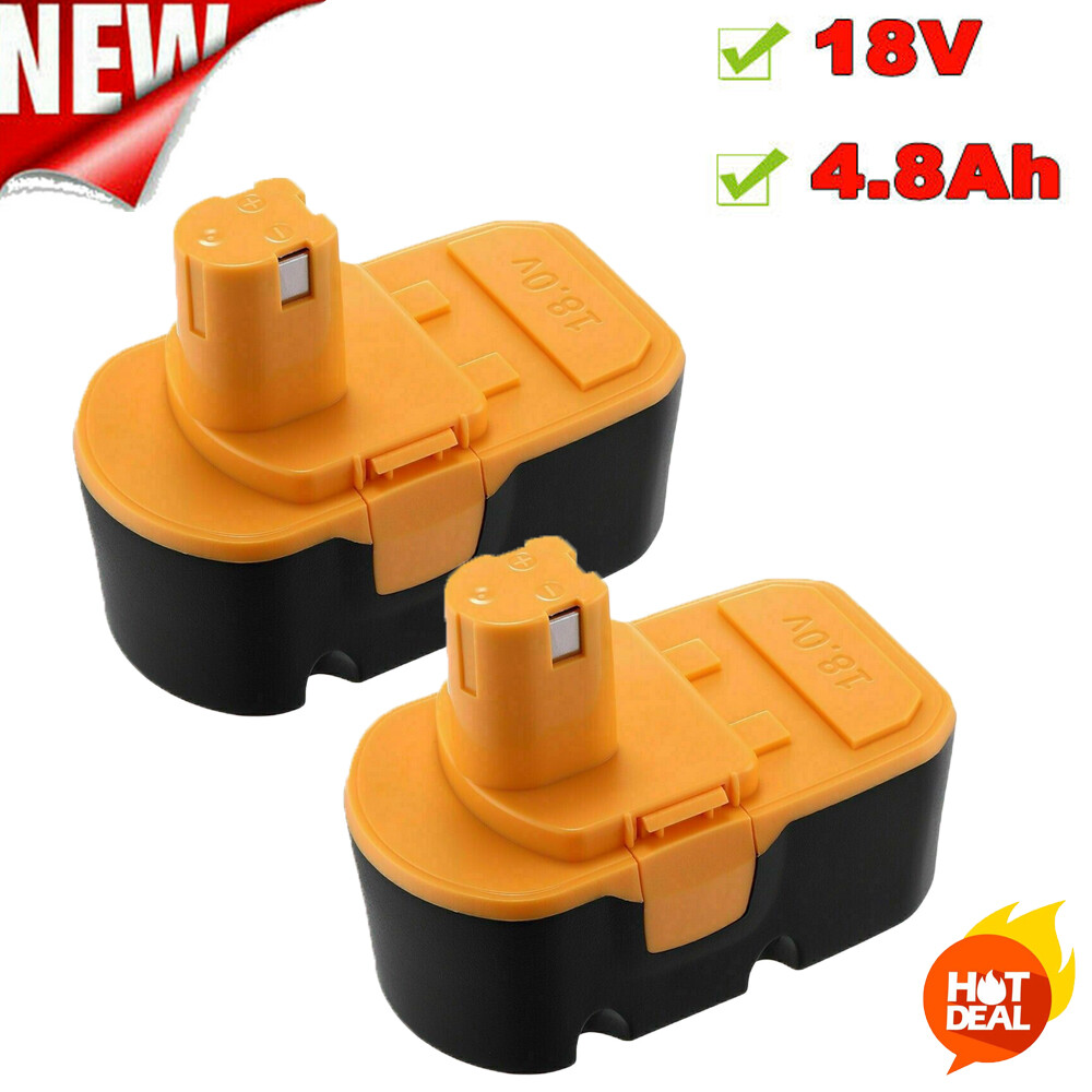2X 18V Ni-Mh P100 Battery 4.8Ah Replace For Ryobi P100 P101 ABP1801 ABP1803 BPP1