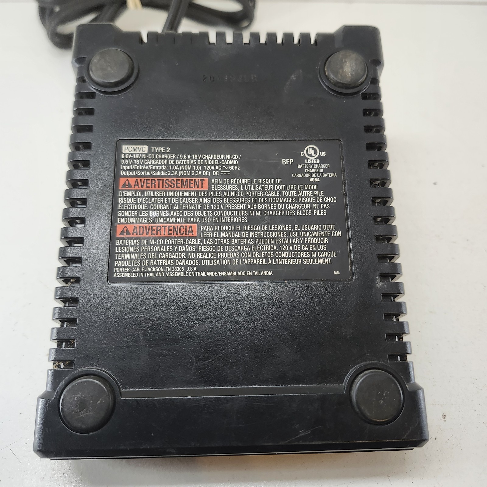 Porter Cable PCMVC Type 2 Power Tool Battery Charger 9.6-18v NiCD Tested