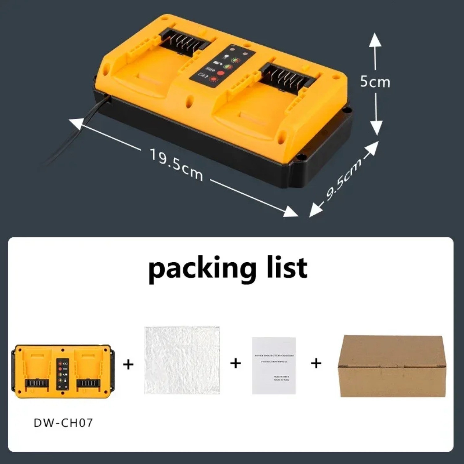 90W Fast Charger for DeWalt 20V Battery Charger Dual Port DCB207 DCB206 DCB204