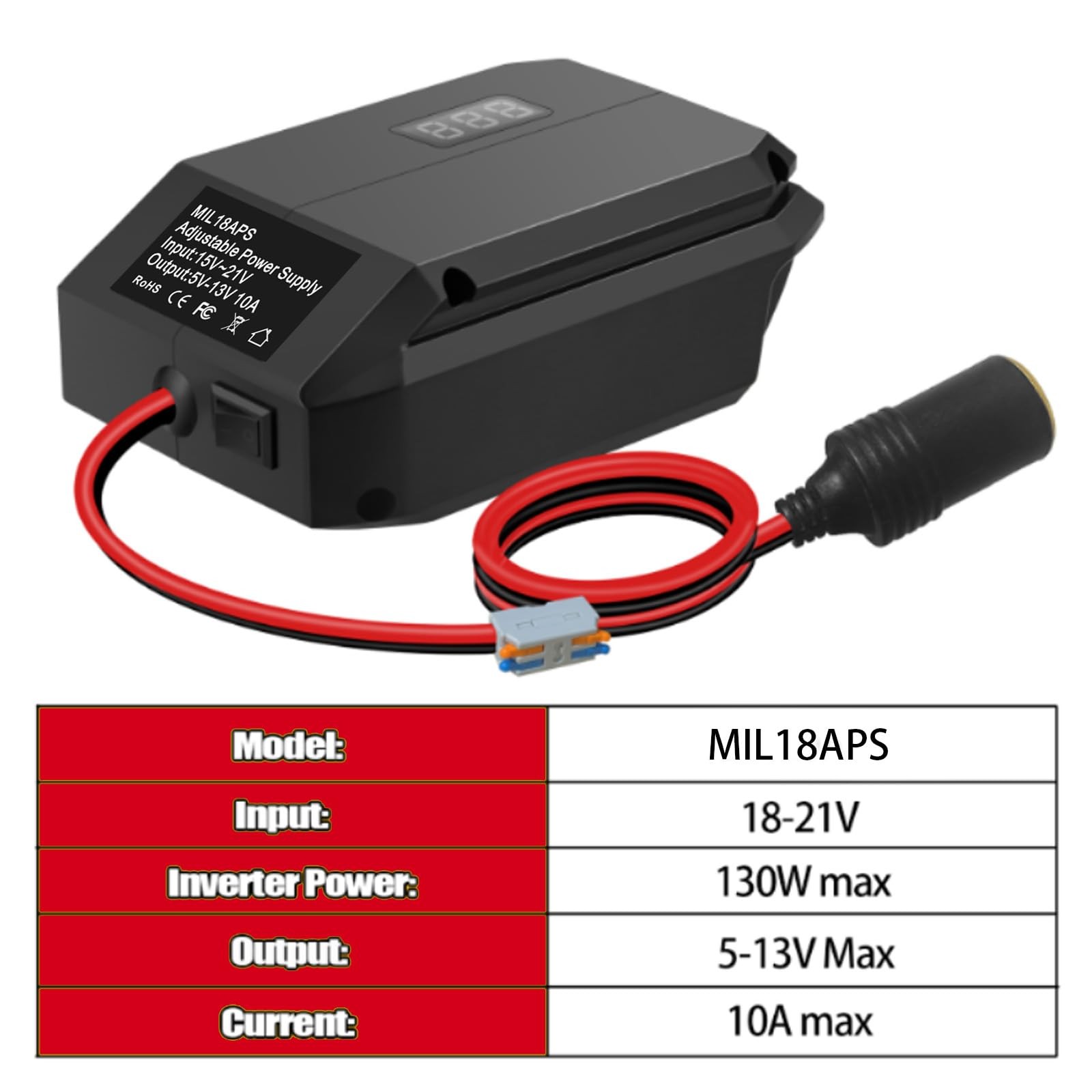 Fybemax for Milwaukee M18 18V to 12V Step Down Power Wheels Battery Black