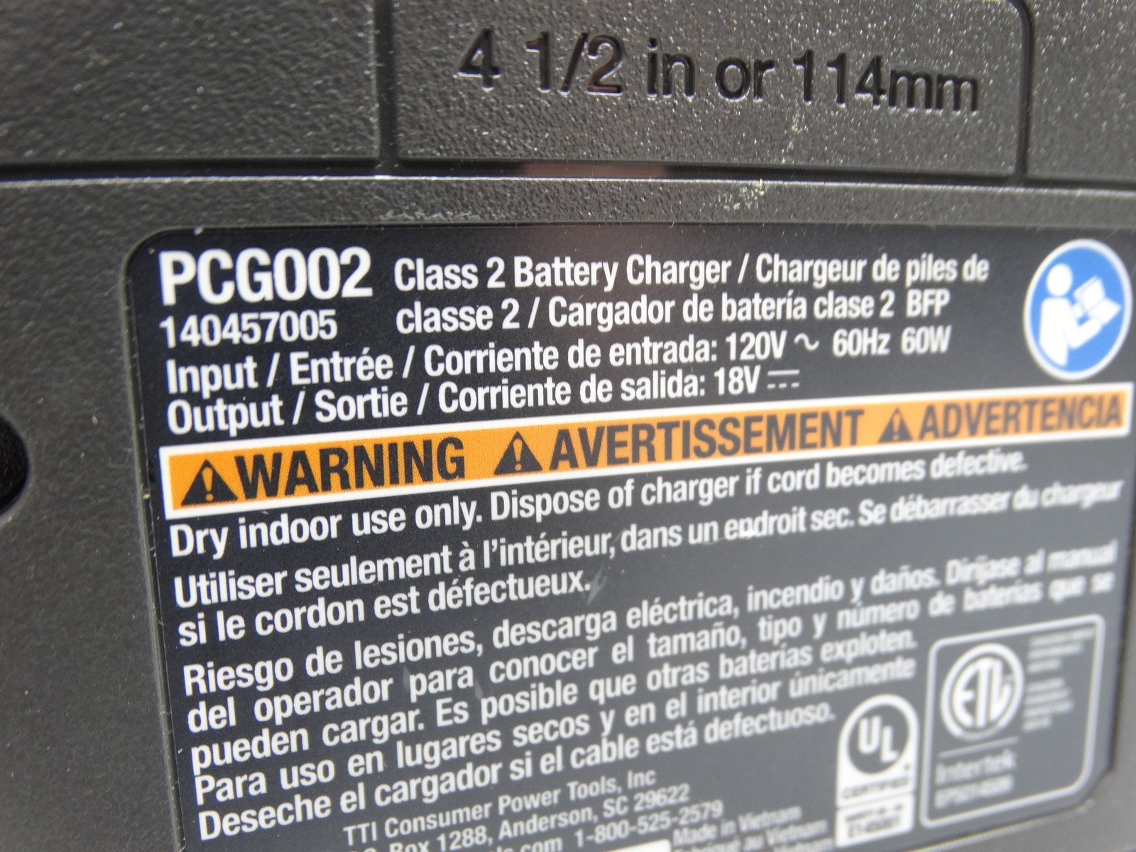 RYOBI ONE+ 18V Lithium-Ion Charger PCG002
