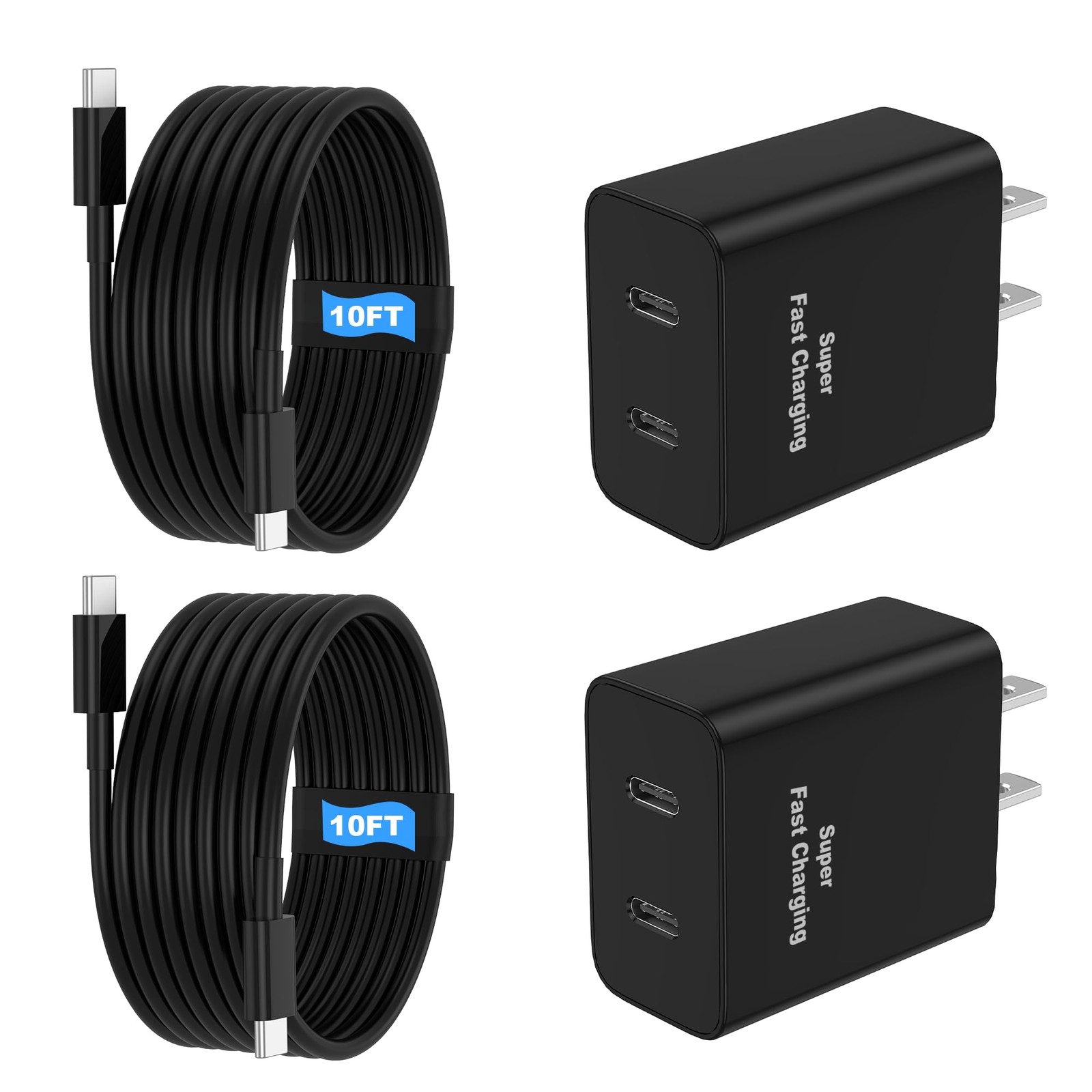 Niubil 45W 2Pack Super Charger Usb C Dual Port Android Phone Charger Type C