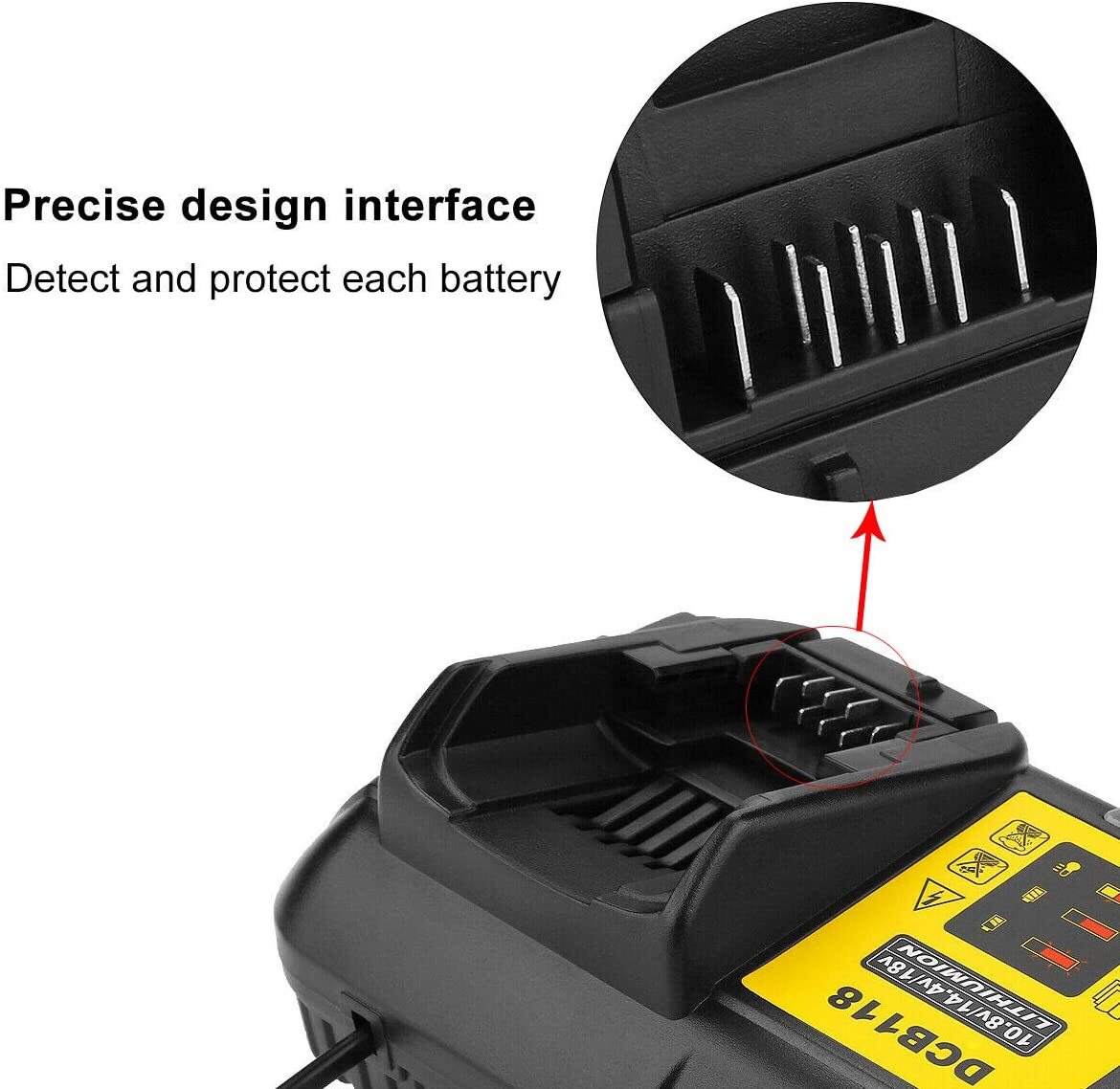DCB102 Li-ion Battery Charger Fast Charger For Dewalt 14.4V 18V Dual USB Port