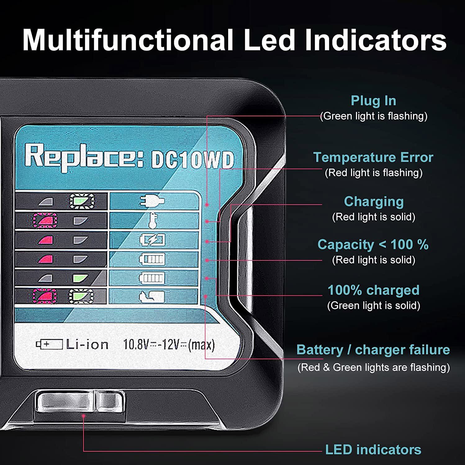 For Makita CXT 12V MAX Li-ion Battery Charger BL1041B BL1021 1016 10.8V DC10WD