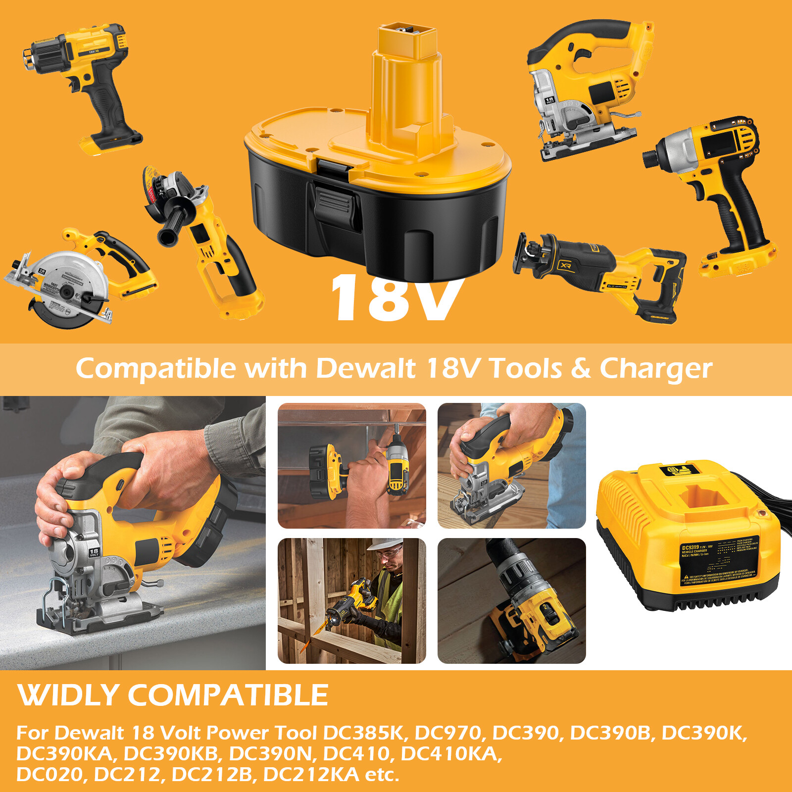 (2PACK) 18V For Dewalt 18 VOLT 5.0Ah DC9096 DC9098 Ni-MH Battery DC9099 Replace