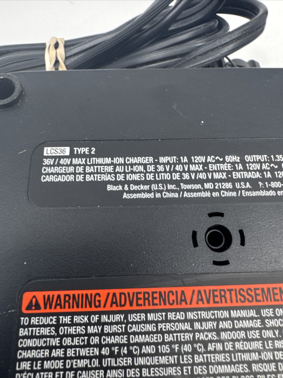 Black & Decker 36v/40v Lithium Battery Charger LCS36 OEM