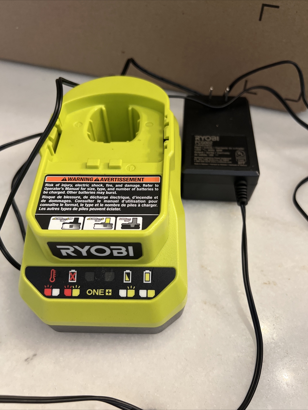 Clean RYOBI PCG002 18V ONE+ Li-Ion Battery Charger Tested Working – No Battery