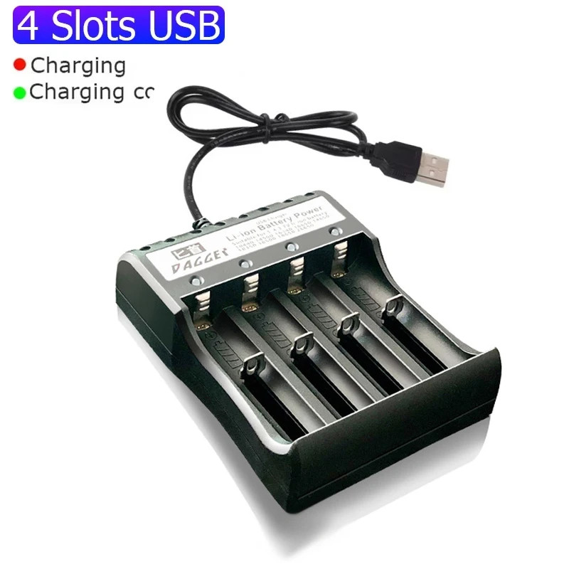 18650 Battery Charger 1/2/4 Slots Dual 18650 Charging 3.7V Rechargeable Lithium