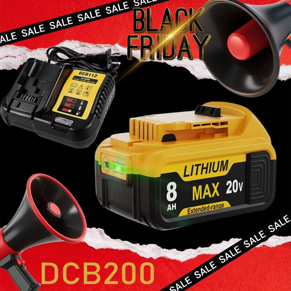 8.0 Ah for Dewalt 20V Lithium-Ion Batterry DCB200-2 DCB201 DCB203 DCB204