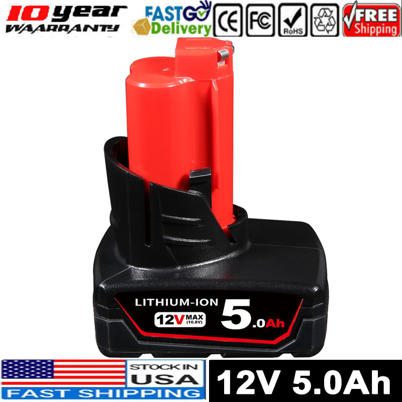 Replace 5.0Ah For Milwaukee 48-11-2401 M12 12V Lithium-Ion Battery (48-11-2411)