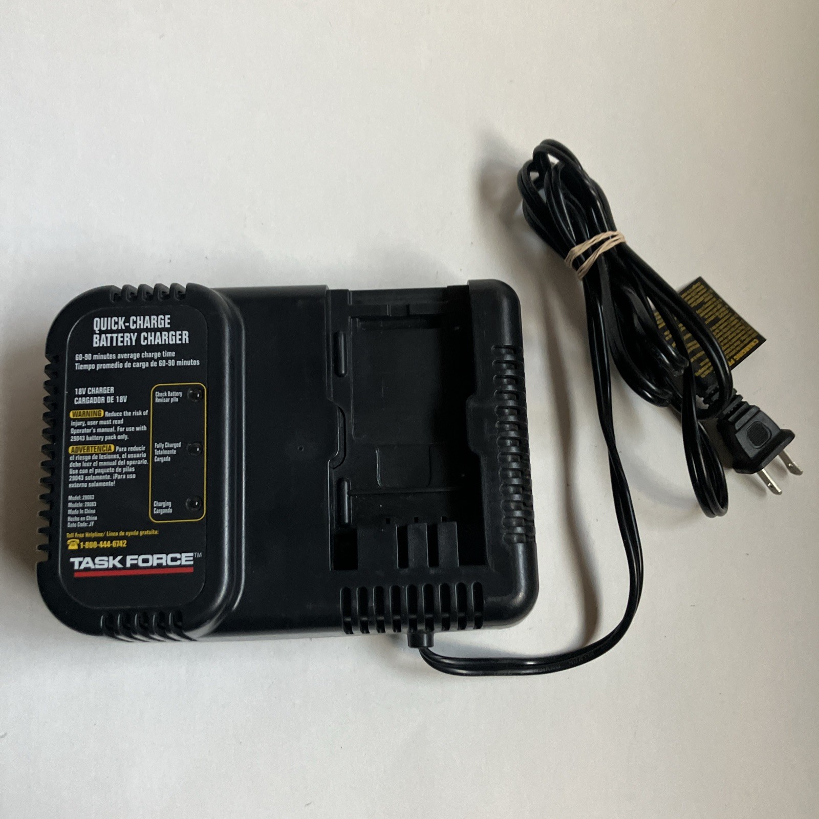 Task Force 29063 18V Fast Quick-Charge 1-1.5 Hr Charger ONLY | FOR 29043