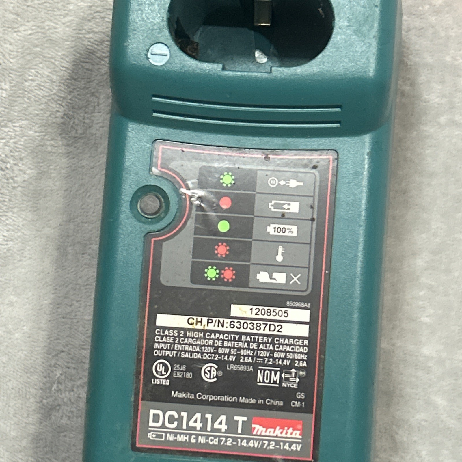 Makita Charger DC1414 T Ni-MH & Ni-Cd 7.2-14.4V Battery Charger Tested Cb2