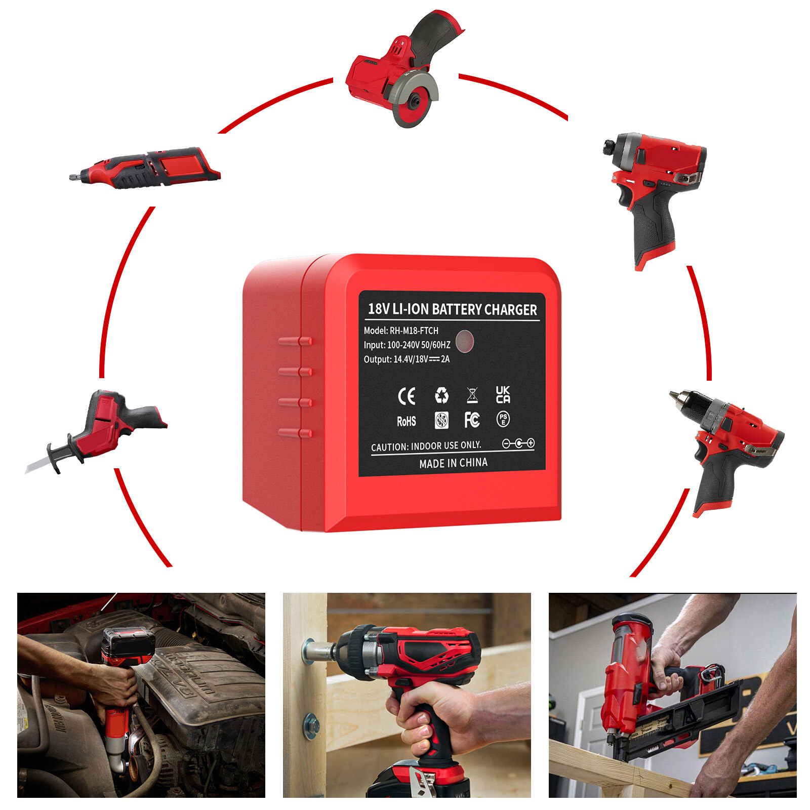 For Milwaukee 18V Lithium-ion Battery Charger For M18 48-11-1860 48-11-1850