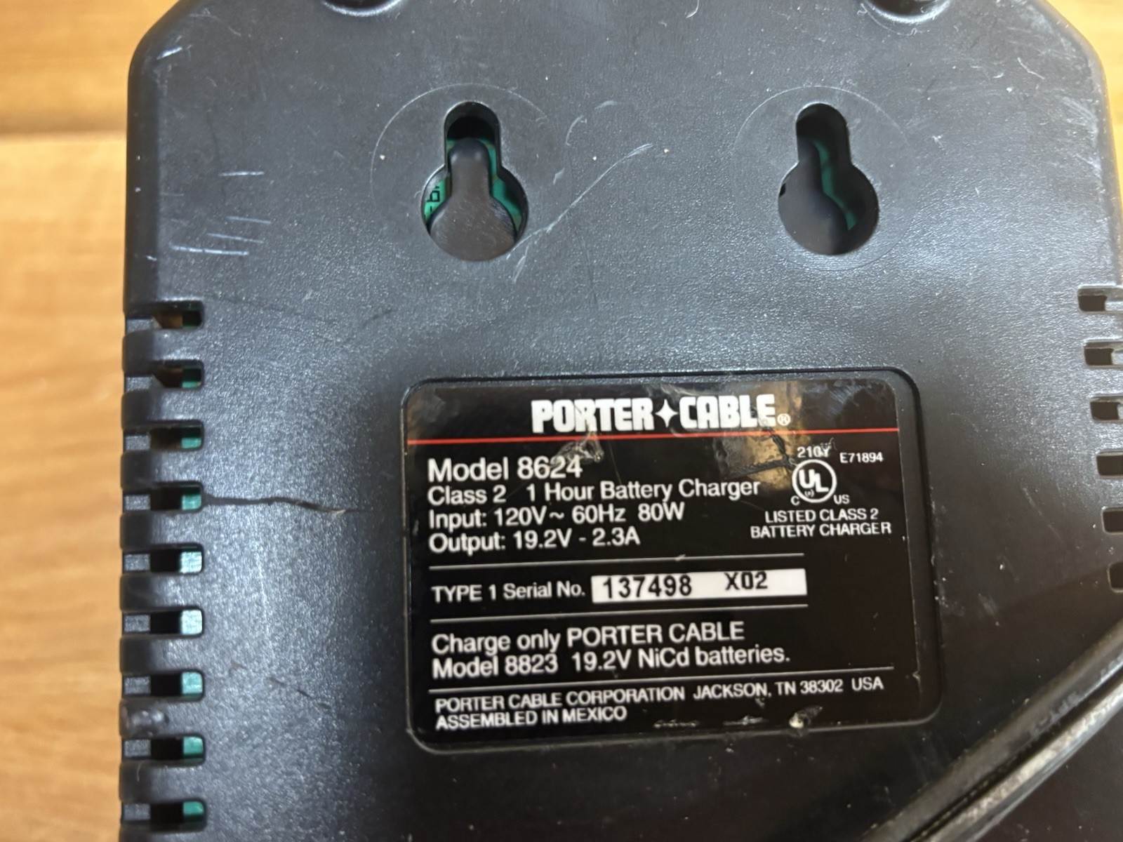 Porter Cable 1 Hour 19.2V Charger model 8624 for 19.2 Volt Batteries