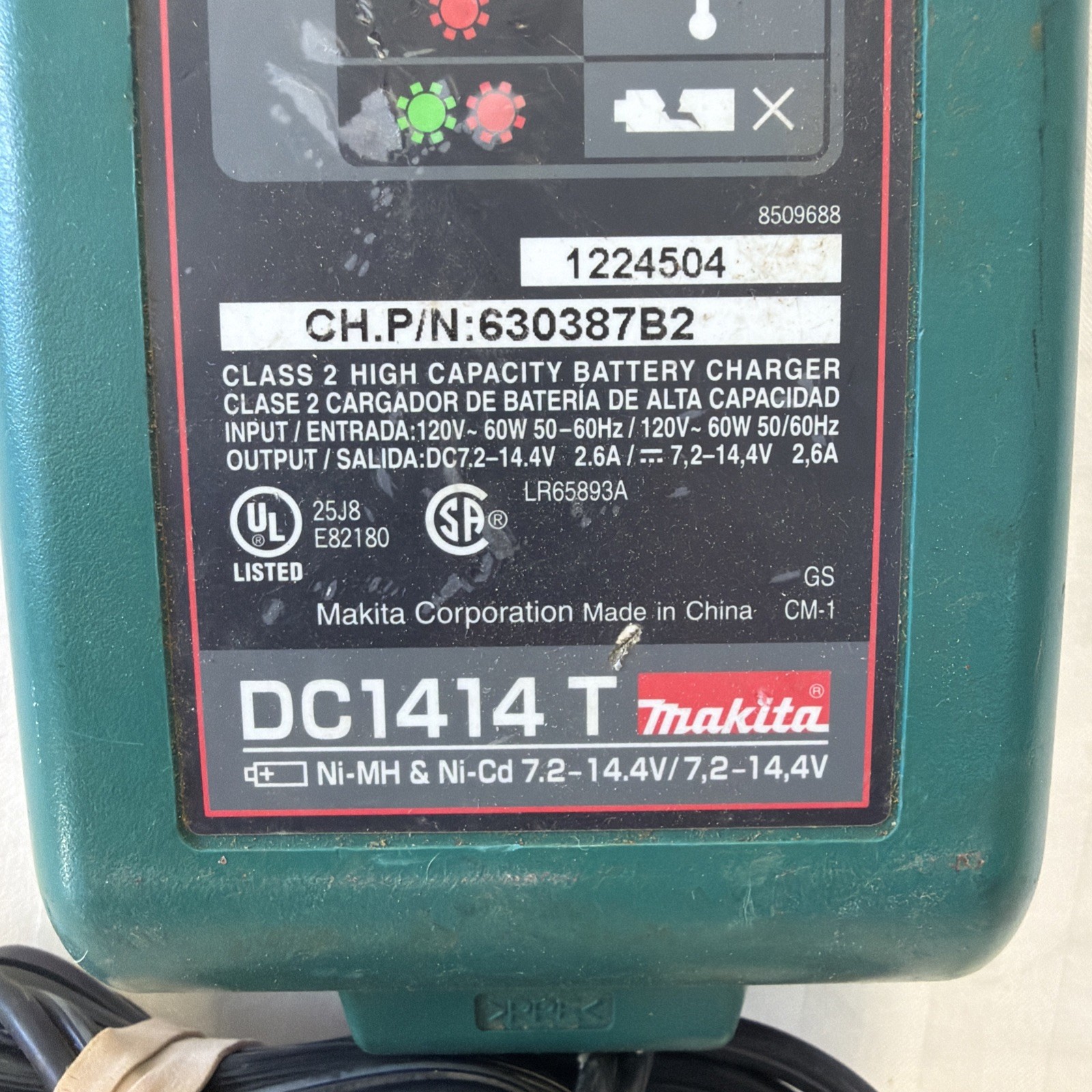 Makita DC1414 T 7.2-14.4V Ni-MH Ni-Cd Tool Battery Charger-Tested – A36