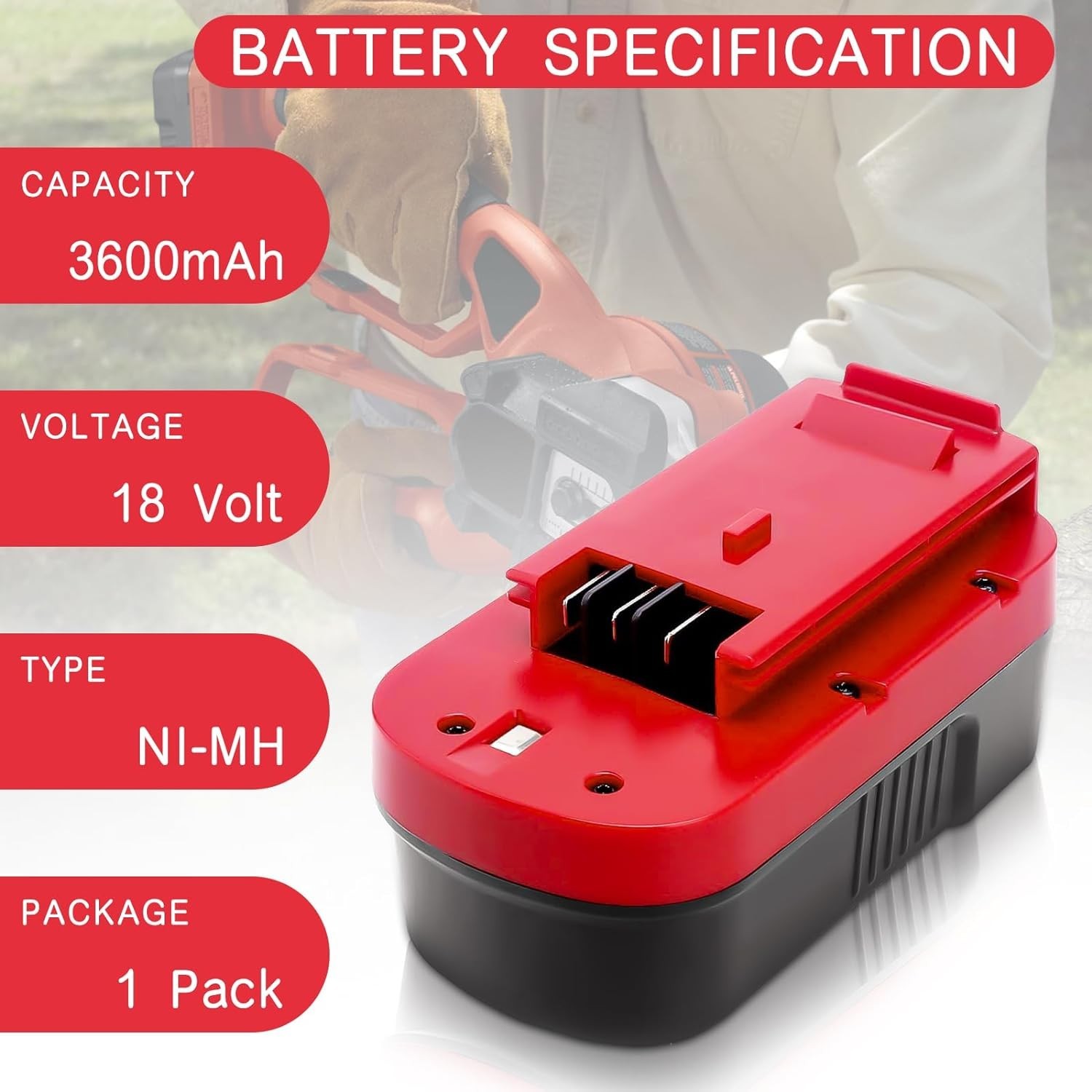 HPB18 18V HPB18-OPE 18VOLT NI-MH BATTERY /CHARGER Replacement FOR BLACK DECKER