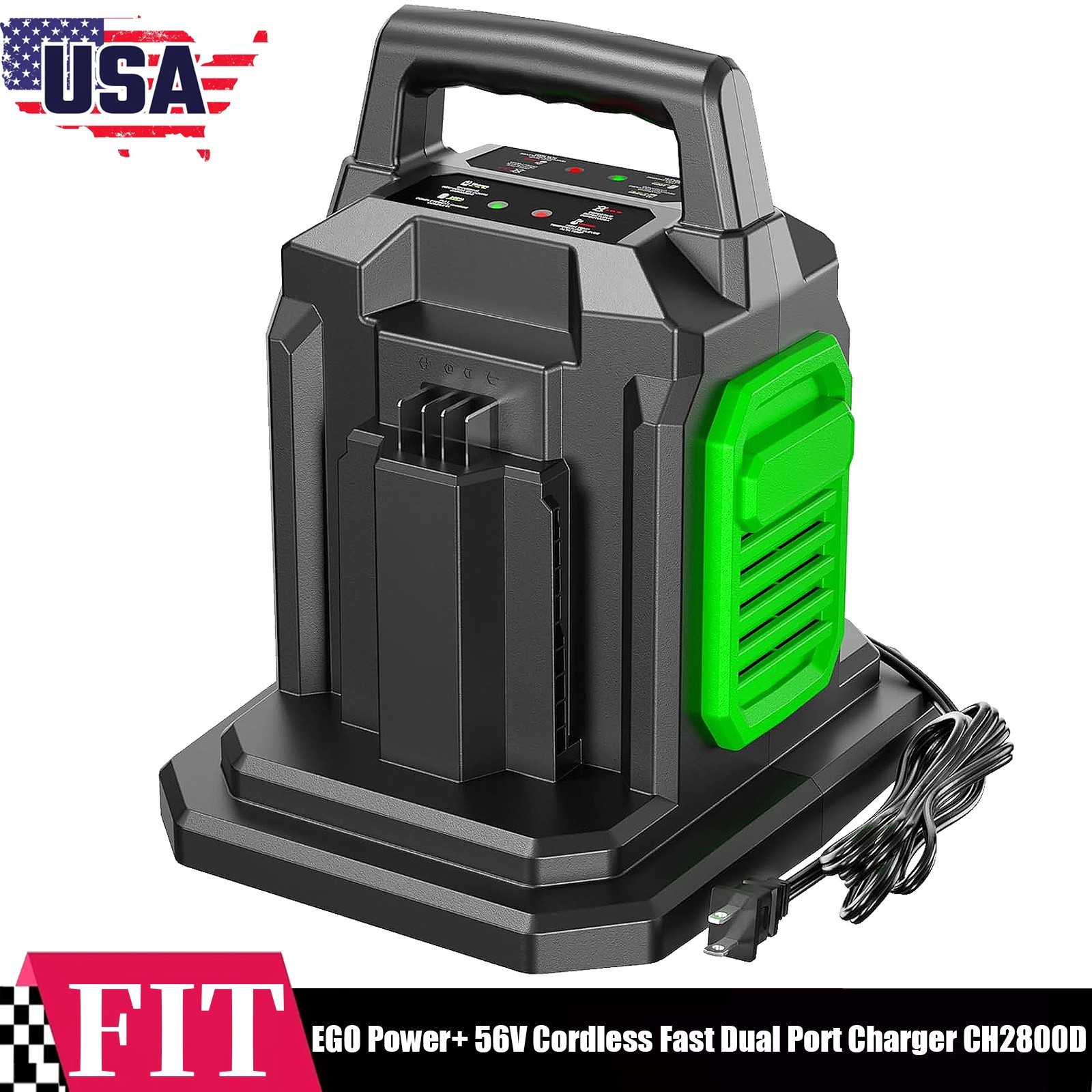 Fast Dual Port Charger CH2800D For EGO Power+ 56V Battery BA2800T BA4200T BA1400