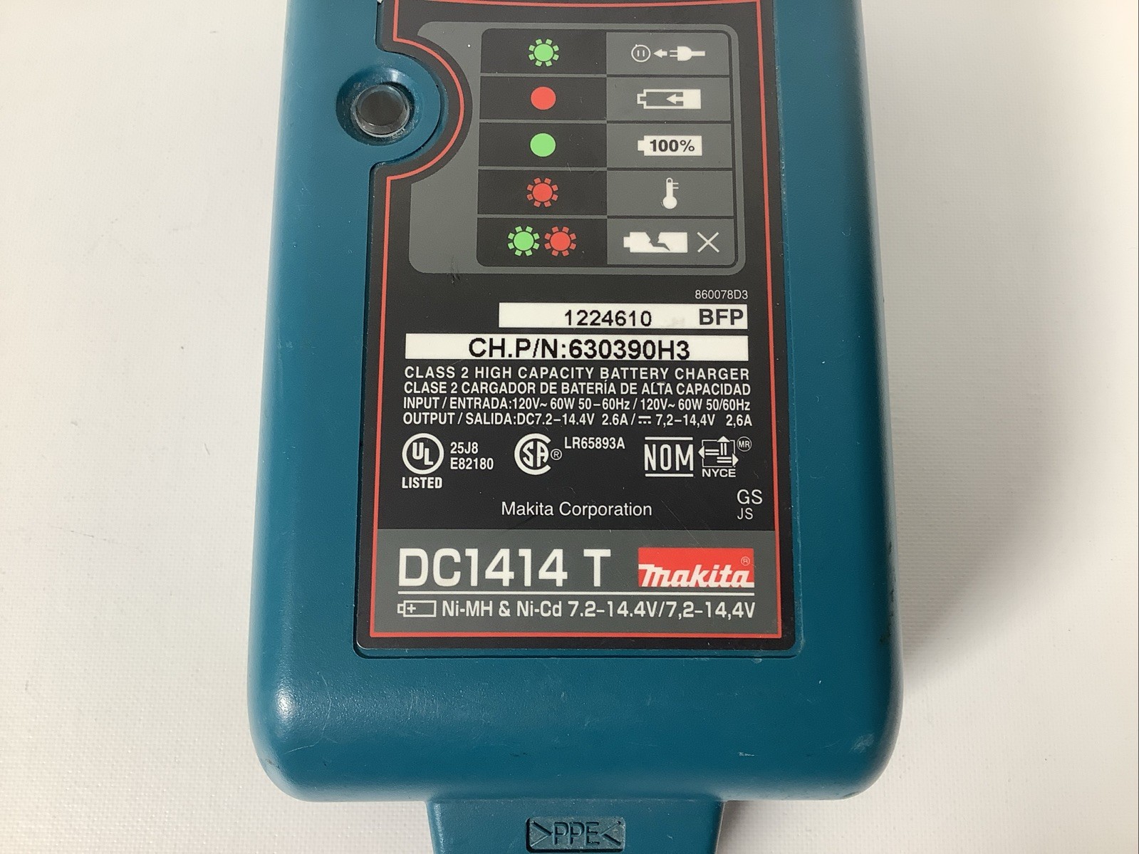 Makita DC1414T Battery Charger 7.2V–14.4V Ni-MH/Ni-Cd Works