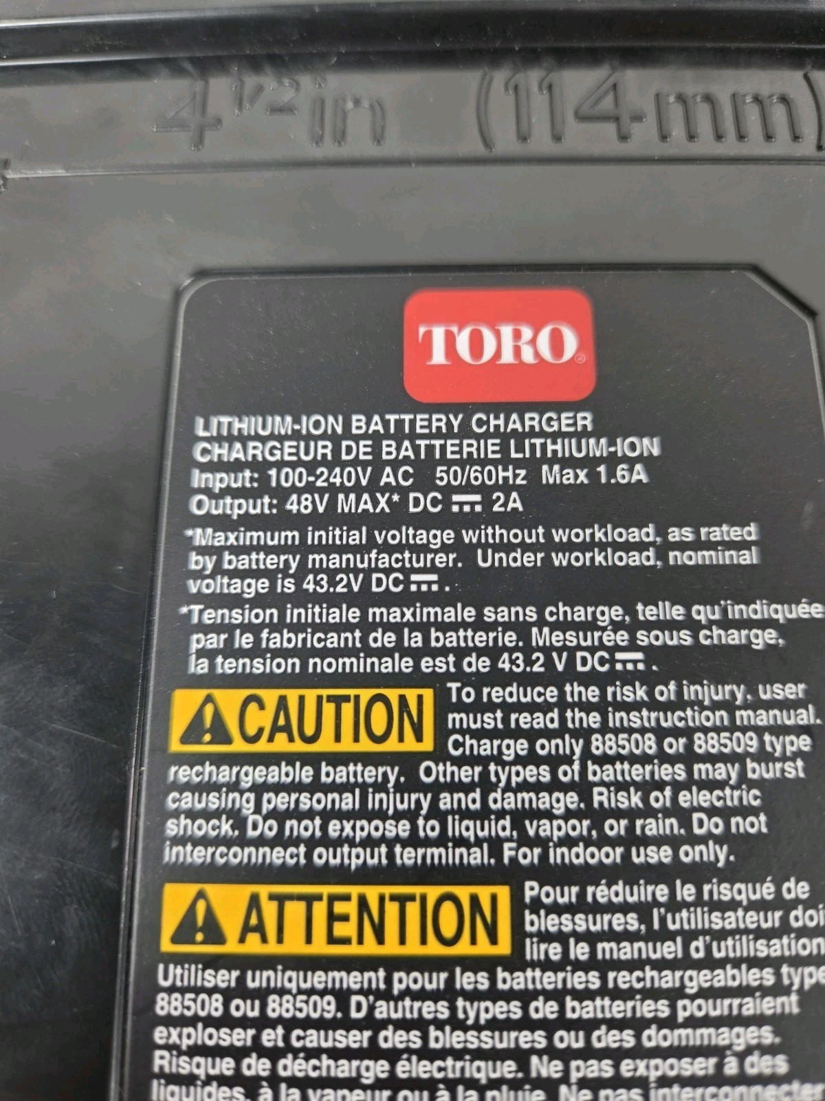 Toro 48V Max Battery Charger Only Lithium-Ion 88507 OEM
