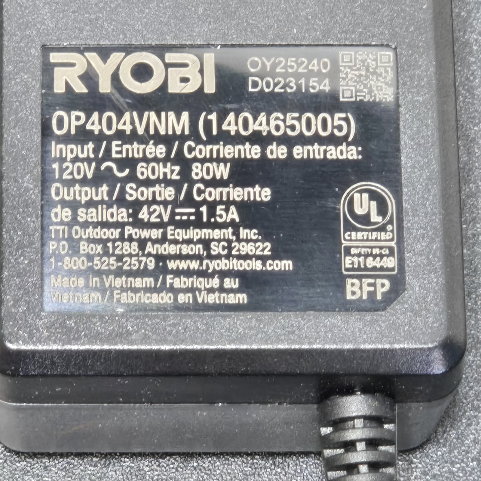 RYOBI OP404VNM 40V 40 Volt Lithium Ion Compact SLIM Battery Charger