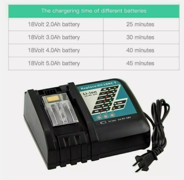 For Makita DC18RC 18V LXT Lithium‑Ion Rapid Optimum Battery Charger BL1830 1860
