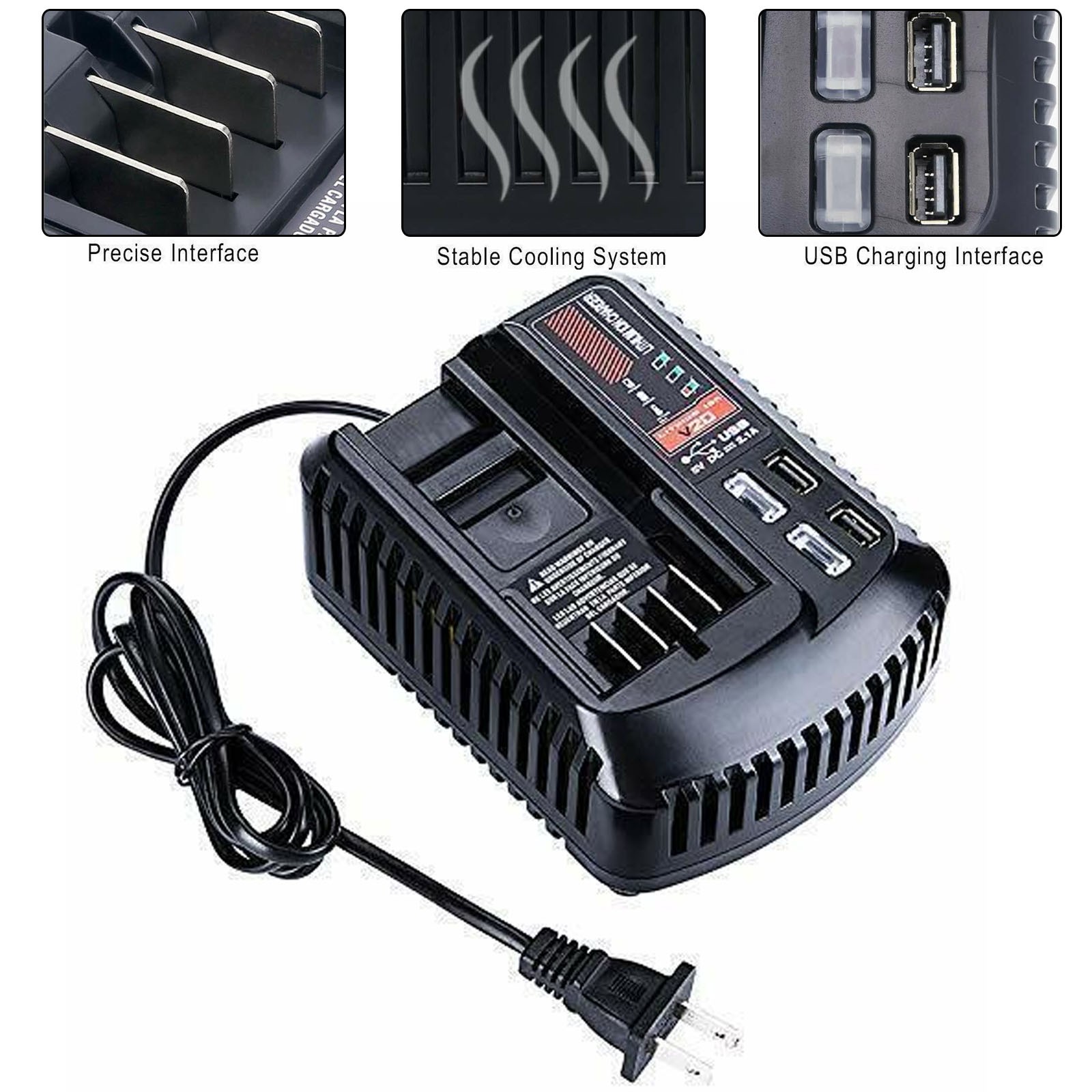 CMCB104 Fast Charger Compatible with Craftsman 20v V20 Lithium Battery CMCB201