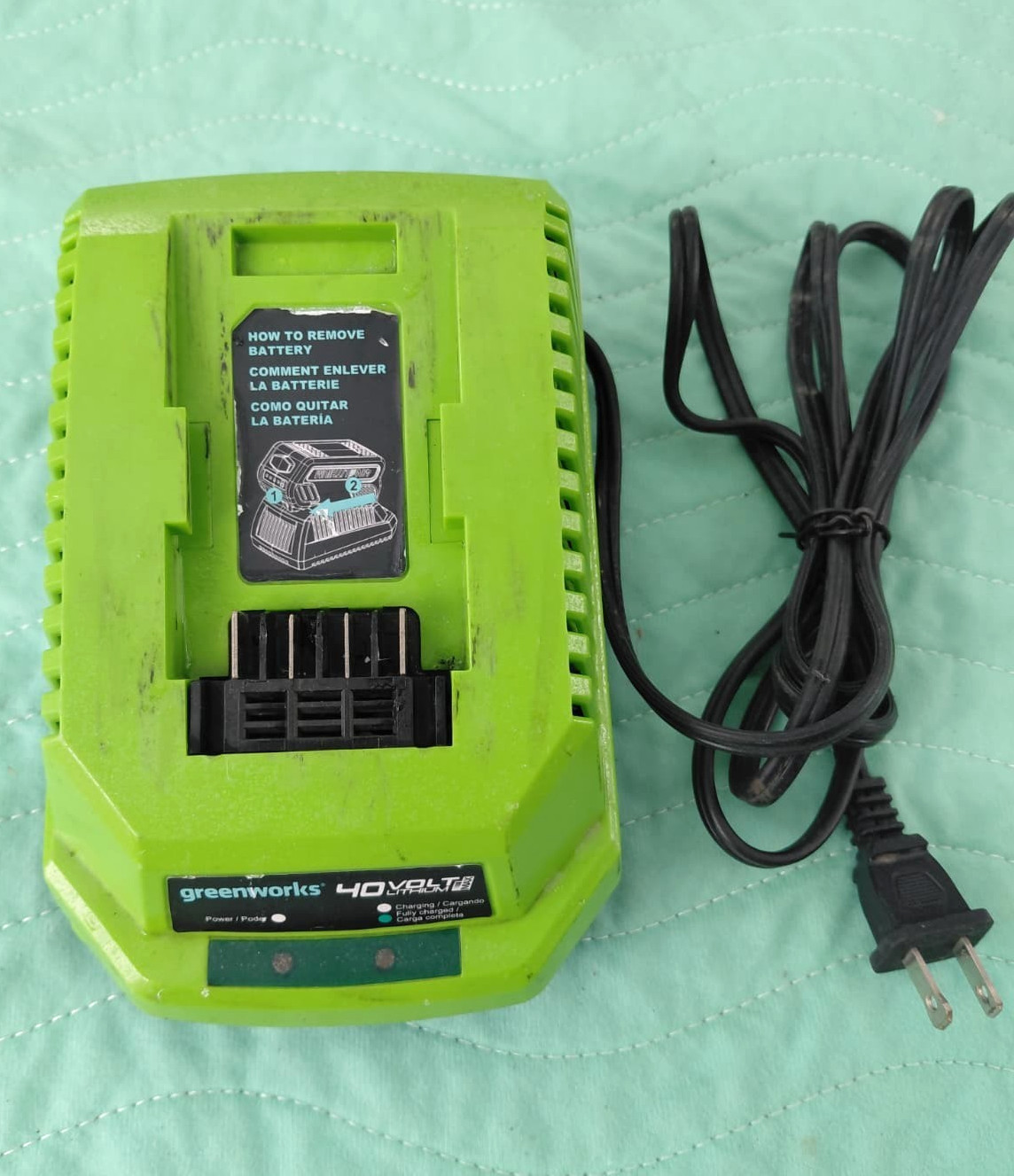 Used / Working Greenworks 40 Volt OEM Battery Charger Lithium Max Model 29482