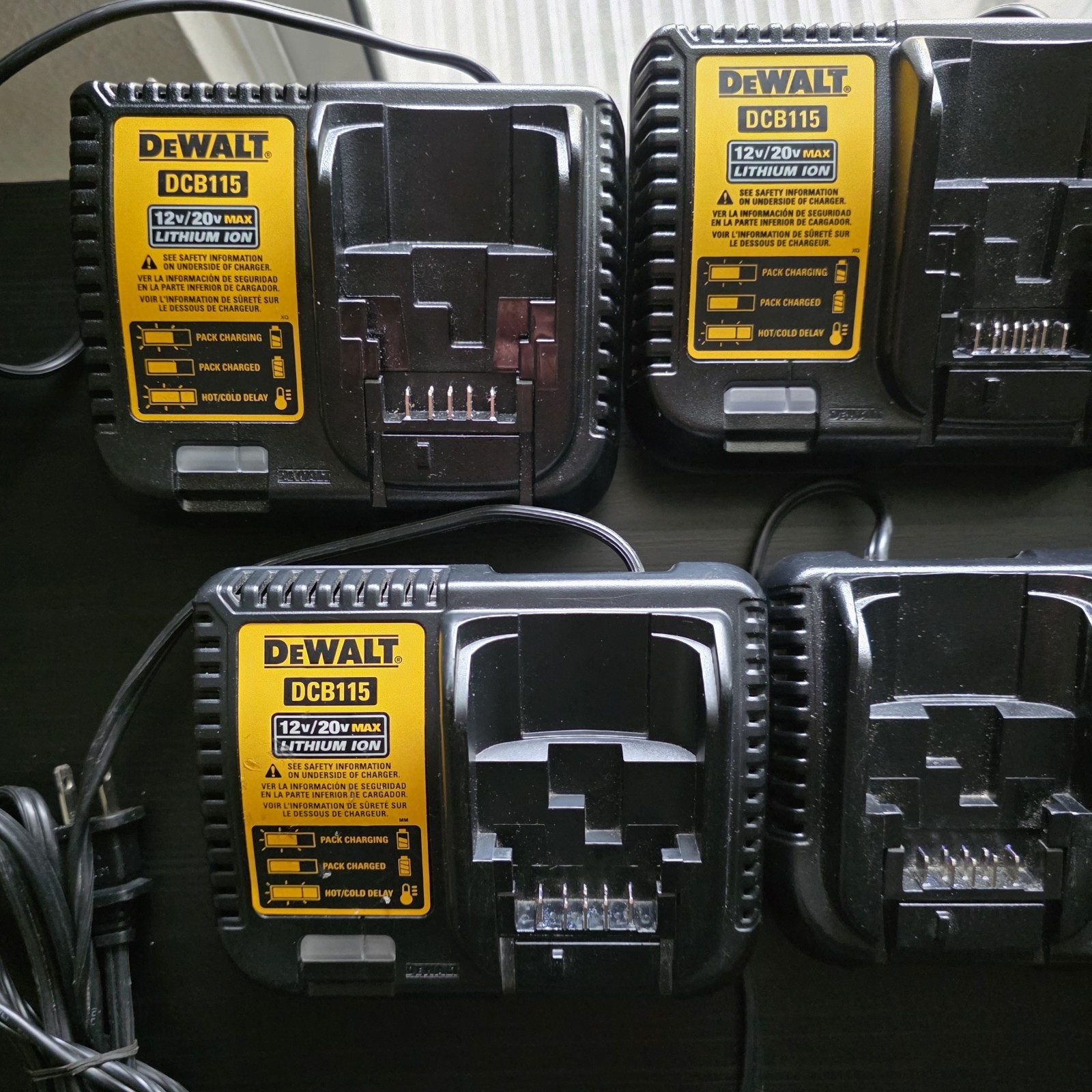 DEWALT Battery Charger 12v/20v. DCB115(X3)/DCB1104/DCB112/DCB107. Lot Of 6.