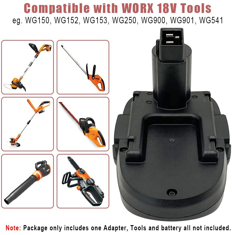 Battery Adapter for Worx 20V Lithium to 18V Ni-Mh Cordless Black