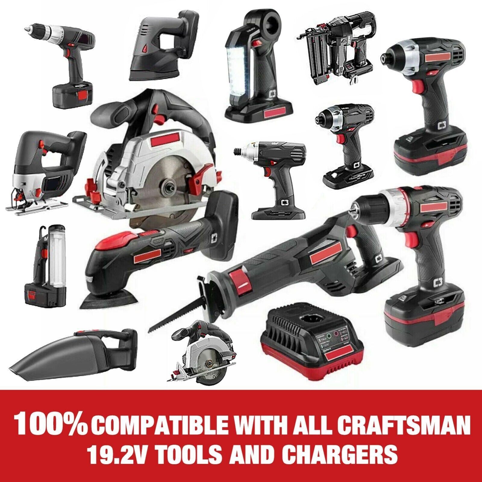 7.0Ah for Craftsman C3 XCP Lithium Ion Battery 19.2 Volt 130279005 PP2030 35702