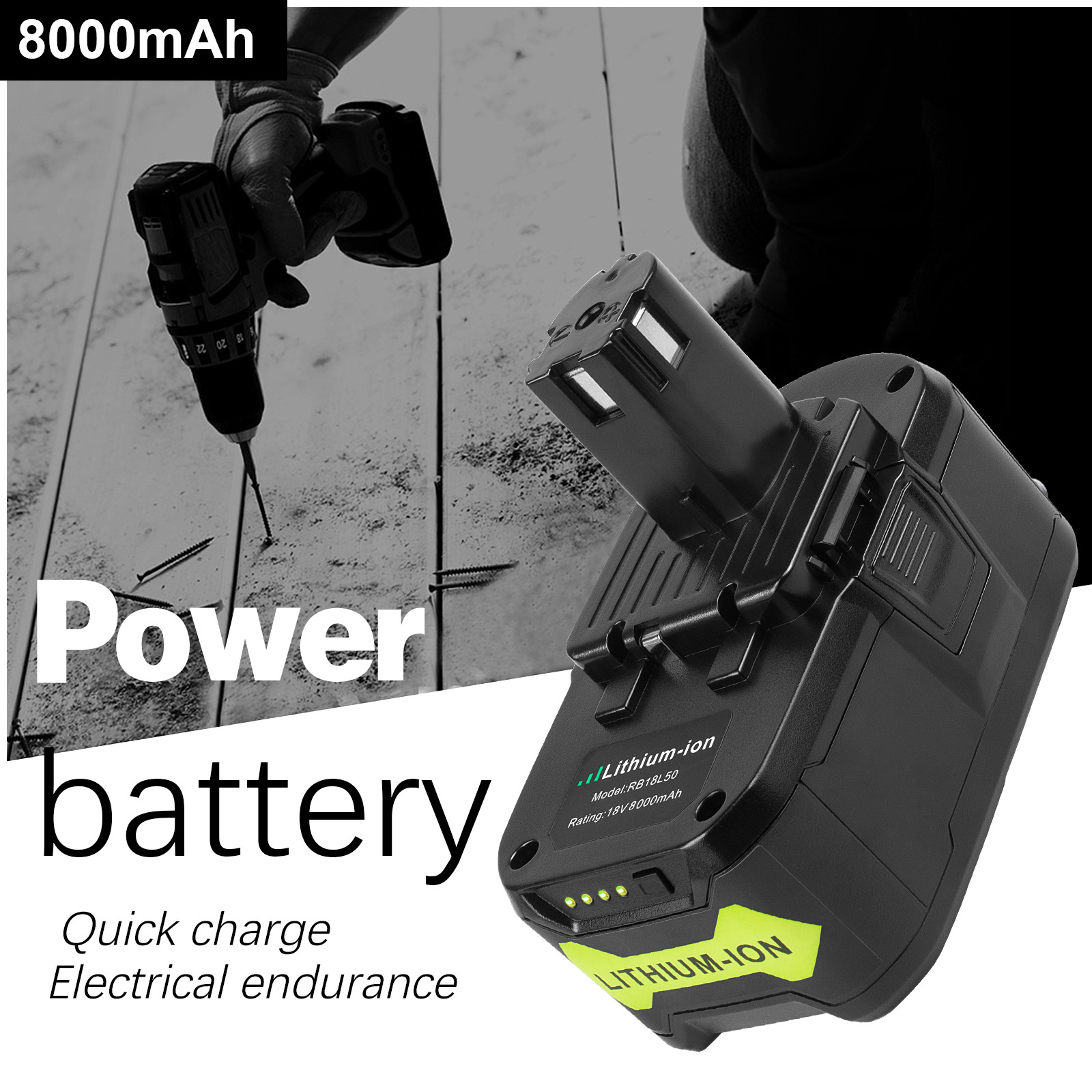 2/1PACK 8Ah For RYOBI P108 18V One Plus High Capacity Battery 18Volt Lithium-Ion