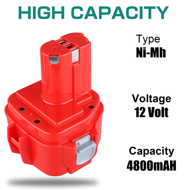 2PACK 4.8Ah 12V NiMh Battery for Makita 1200 1222 1220 1201 1233 1234 1235